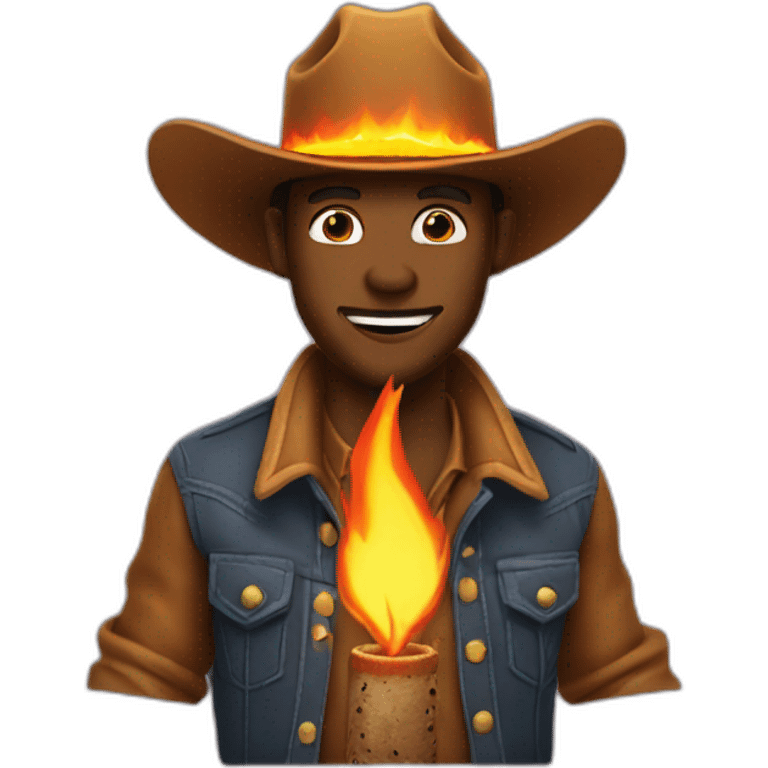 cowboy with a hat on fire emoji