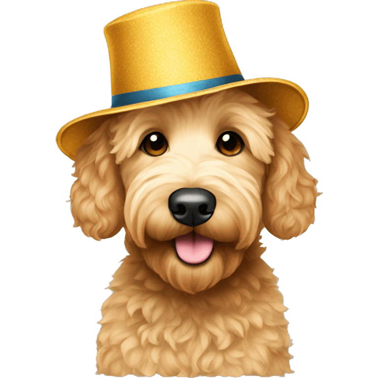 goldendoodle with a cute hat emoji