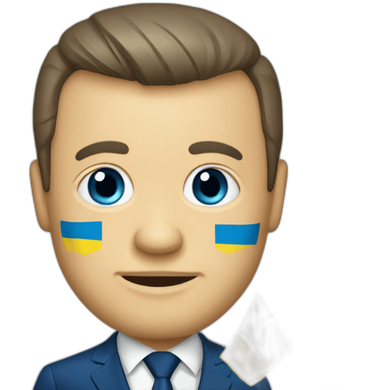 Yanukovych with the flag of Ukraine emoji