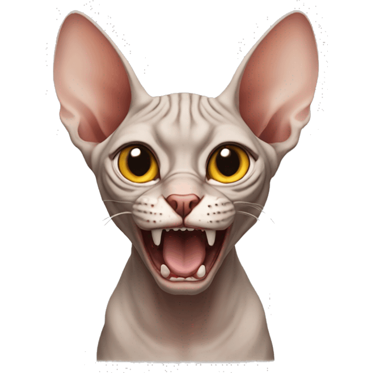 Mad angry sphynx cat roaring emoji