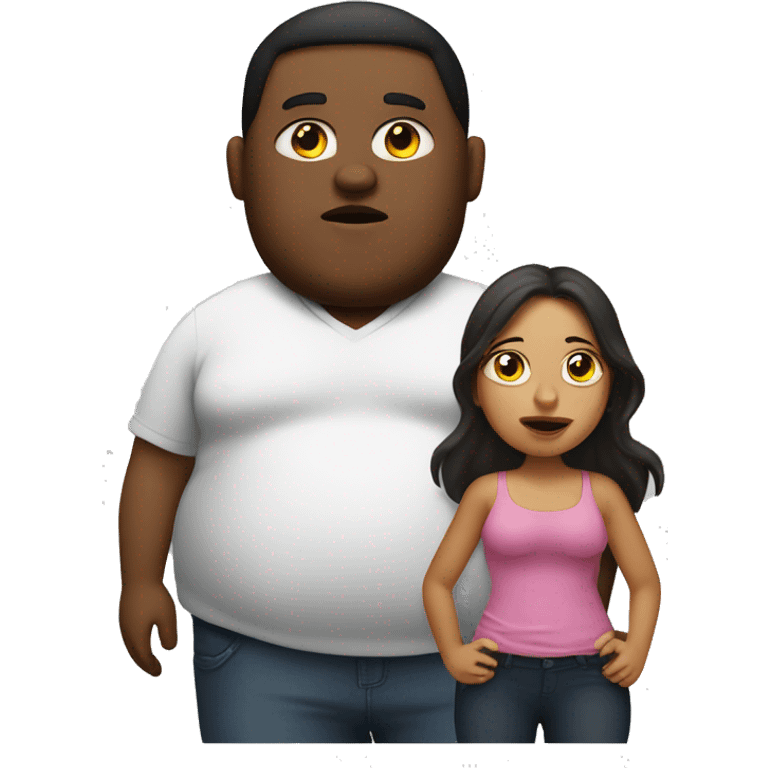 Fat girl with skinny man emoji