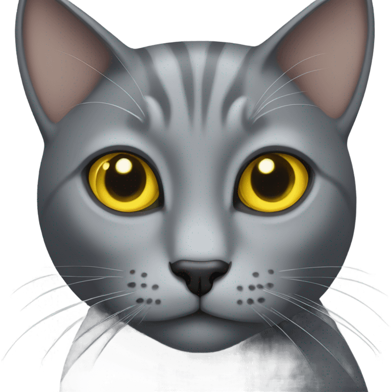 Grey cat yellow eyes with big nose emoji