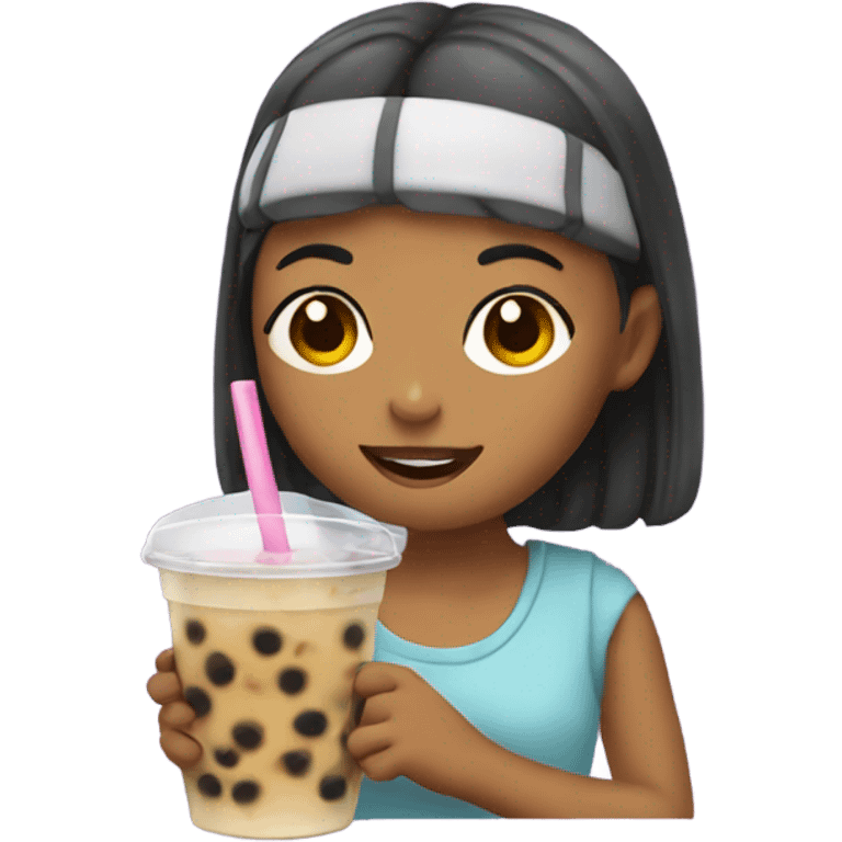 Girl with a boba tea emoji