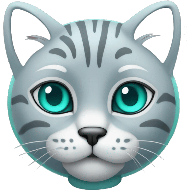 plush gray cat with turquoise eyes emoji