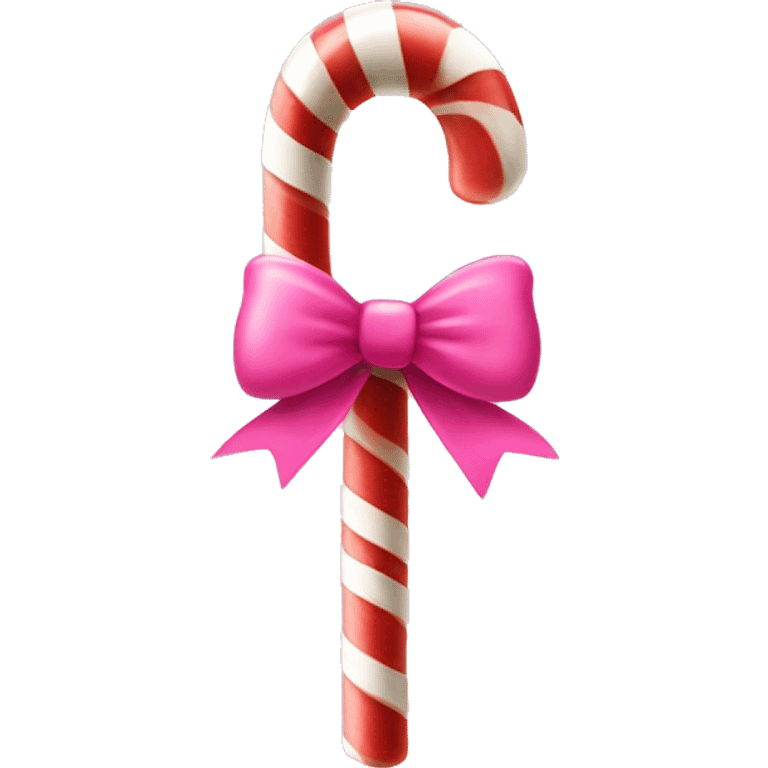 one candy cane with pink bow ribbon tied  emoji