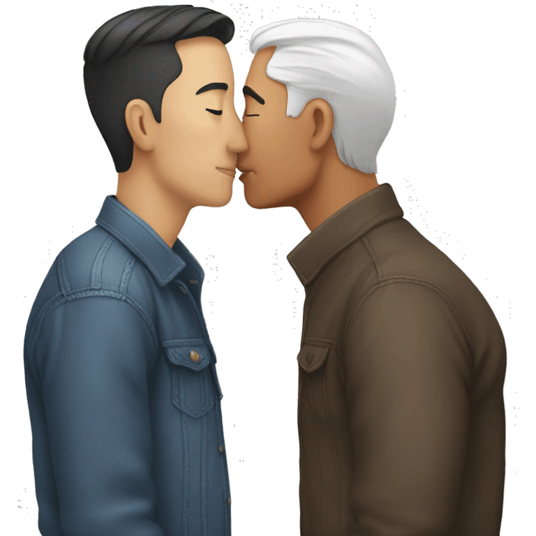 Gay kiss love older white younger asian emoji