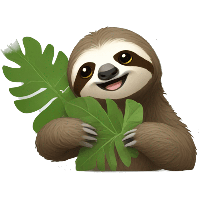 a sloth eats eucalyptus leaves emoji