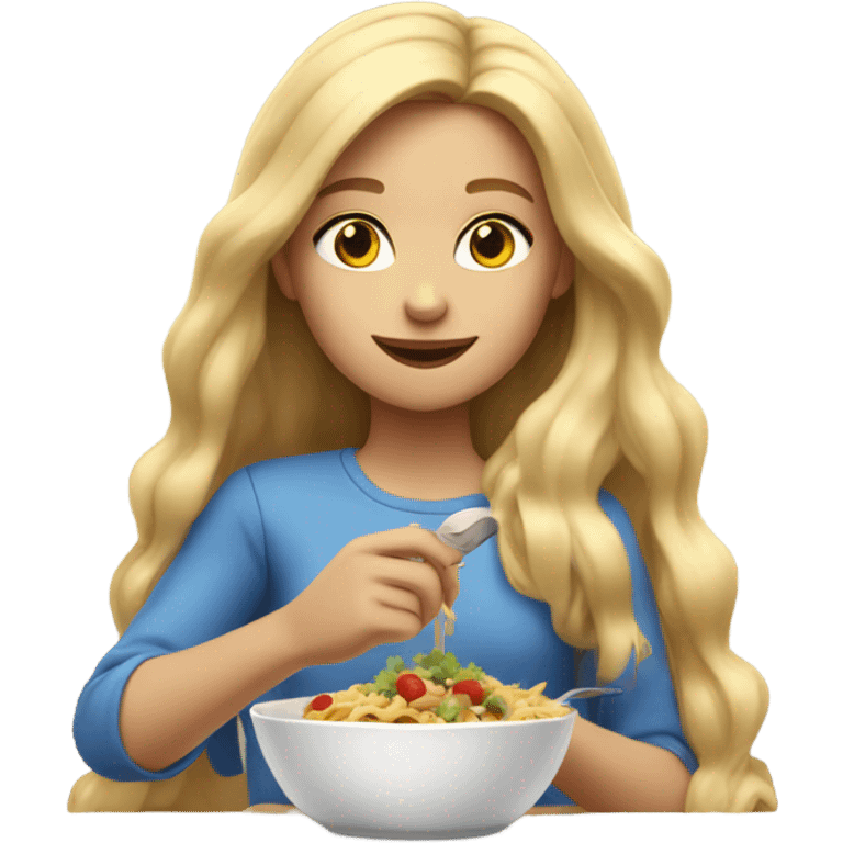  Blonde long hair girl eating emoji