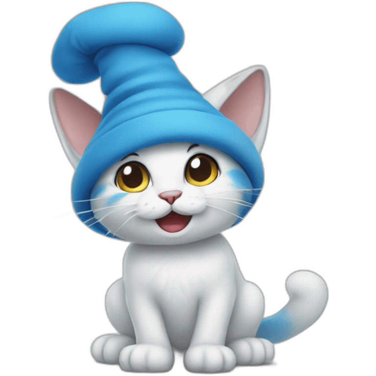 Smurf cat with white hat emoji