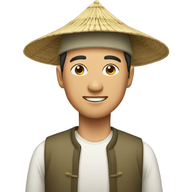 chinese man wearing rice paddy hat emoji