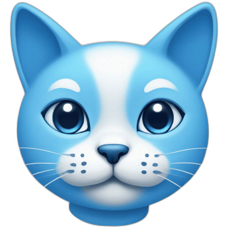 Blue simplistic sketch of a cute cat face emoji