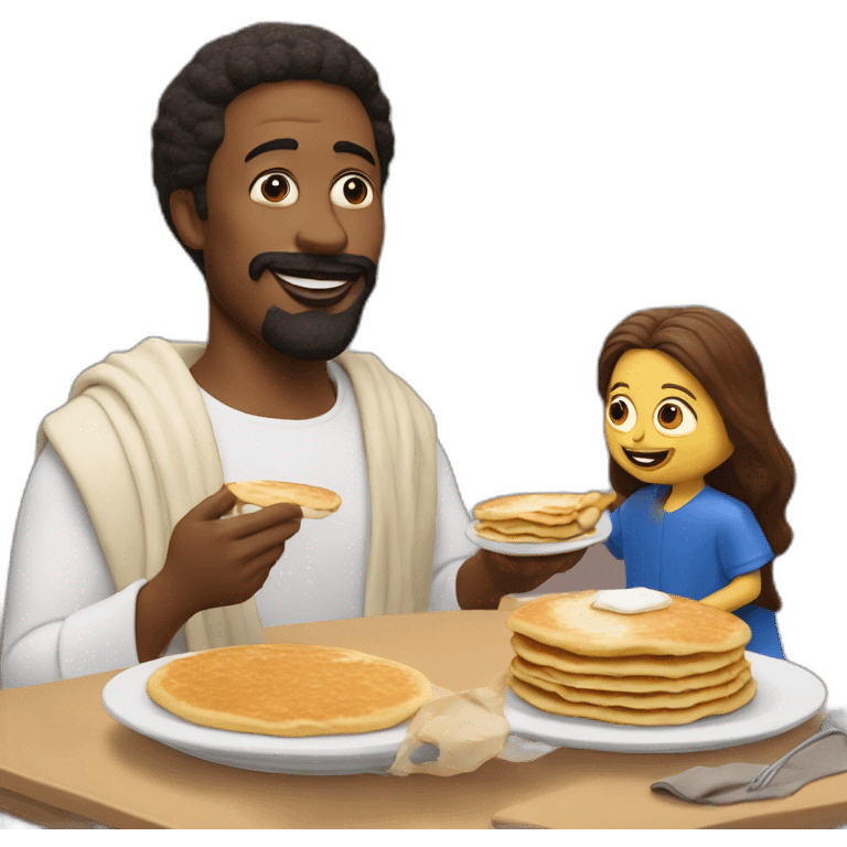 Ted Lasso eating pancakes with Jesus  emoji