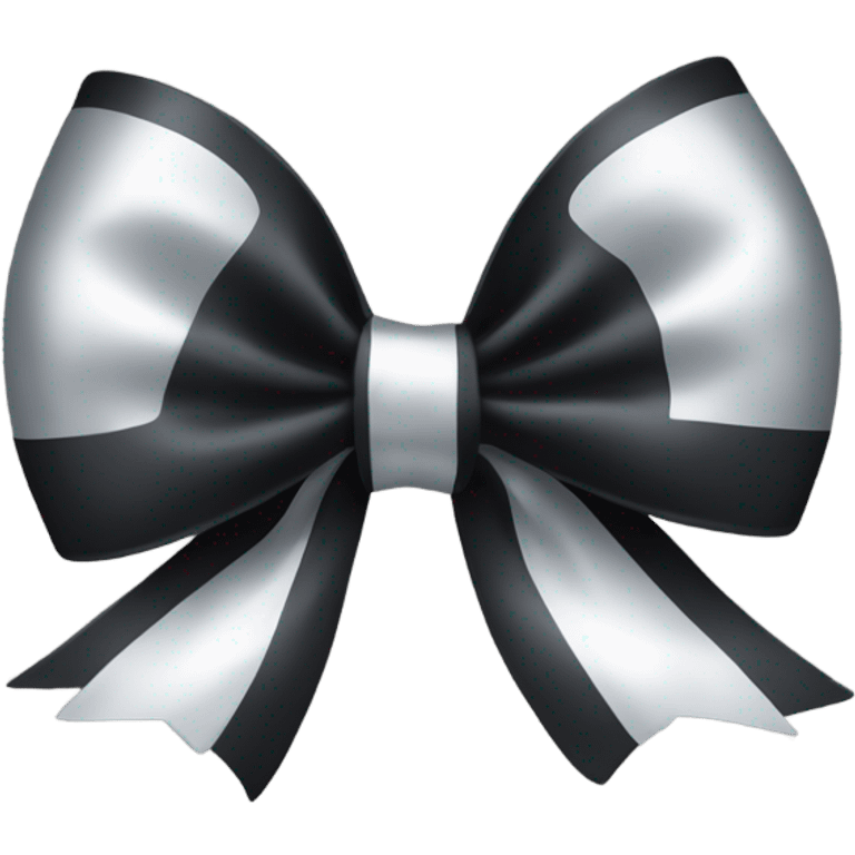 black bow with a silver heart bow in the center emoji