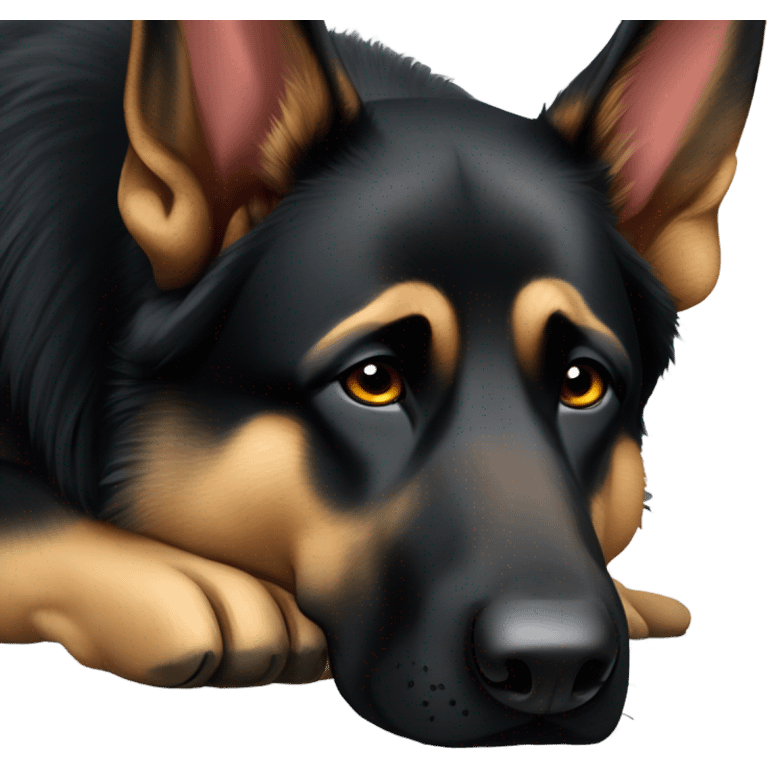 A tired black German shepherd  emoji