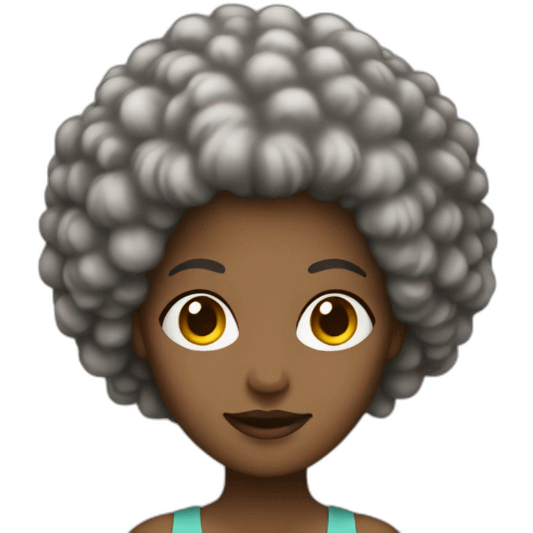 white woman with afro hair programming in Java emoji