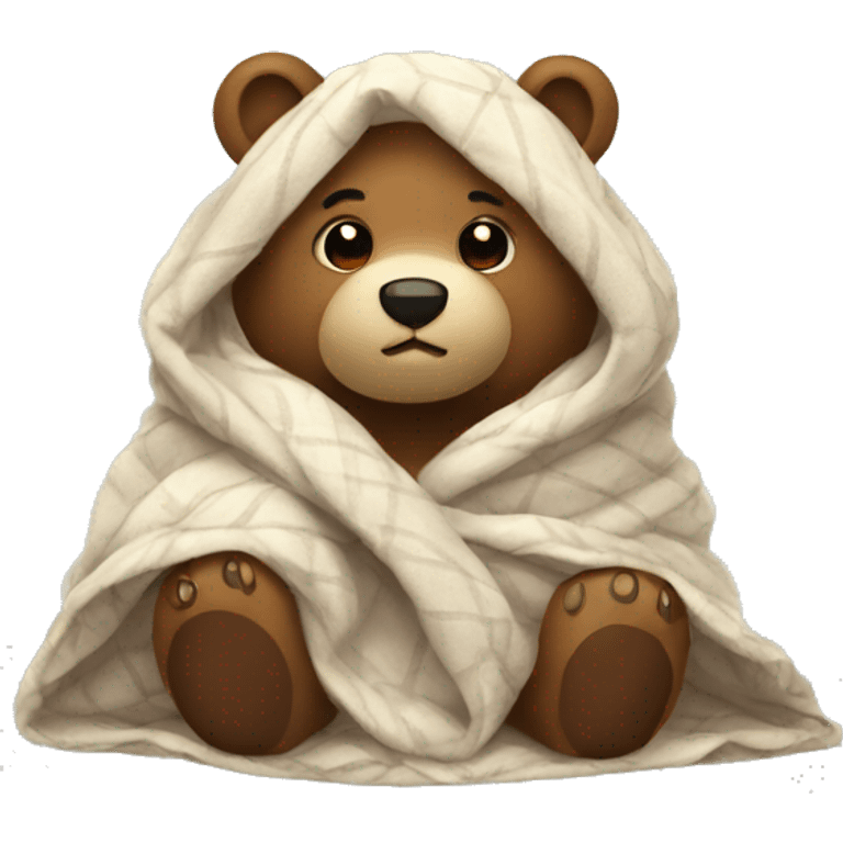 bear cozy in blanket emoji