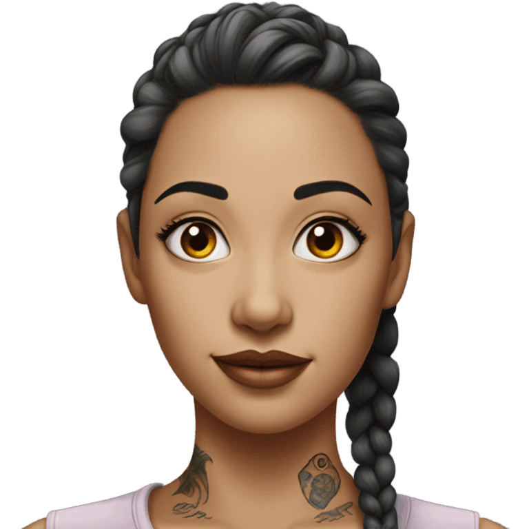 Hyper Realistic beautiful woman with a small tattoo emoji