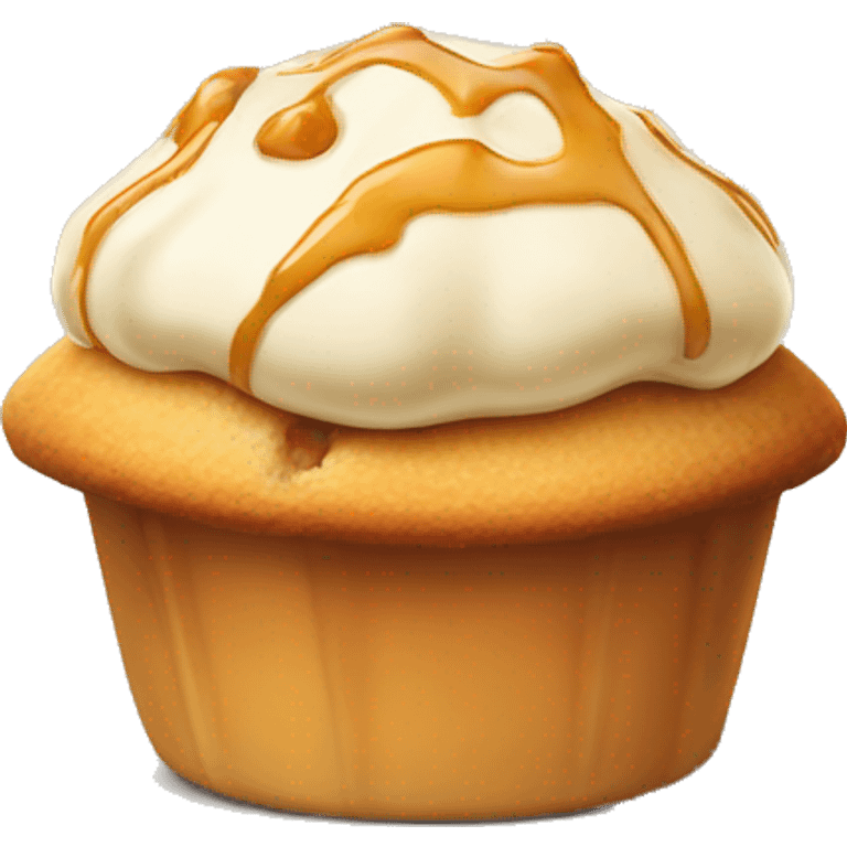 vanilla muffin with topping caramel emoji