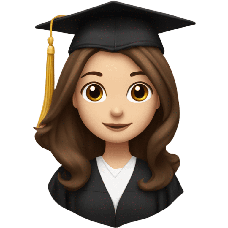 Brown haired white girl in graduation cap holding black long haired dachshund  emoji