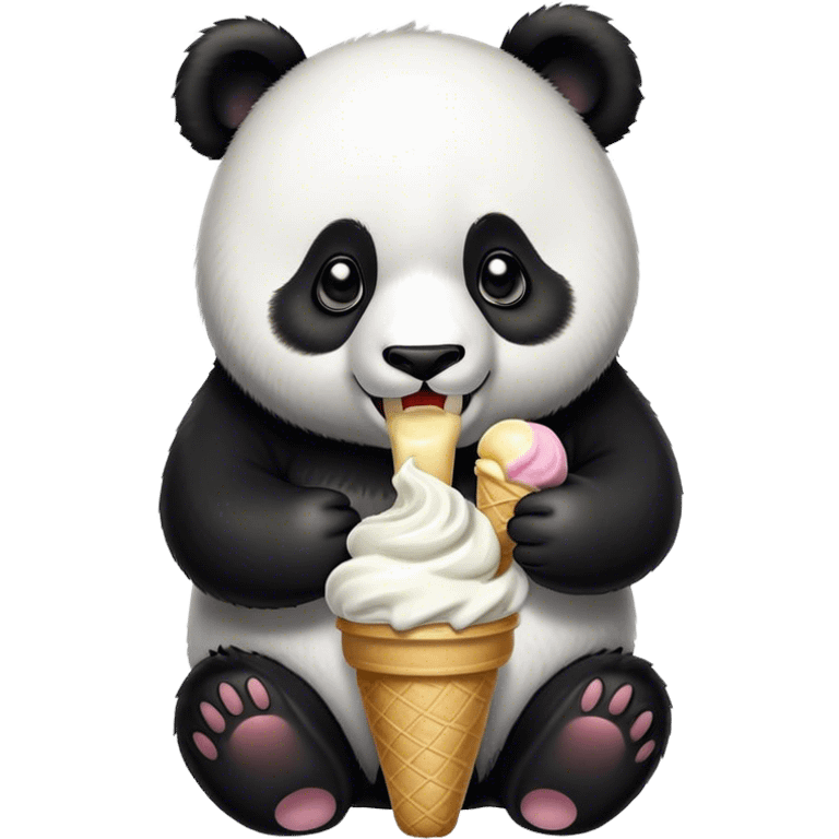 Panda eating ice cream emoji