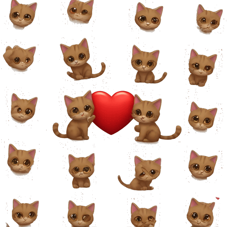 Brown kittens holding a red heart  emoji