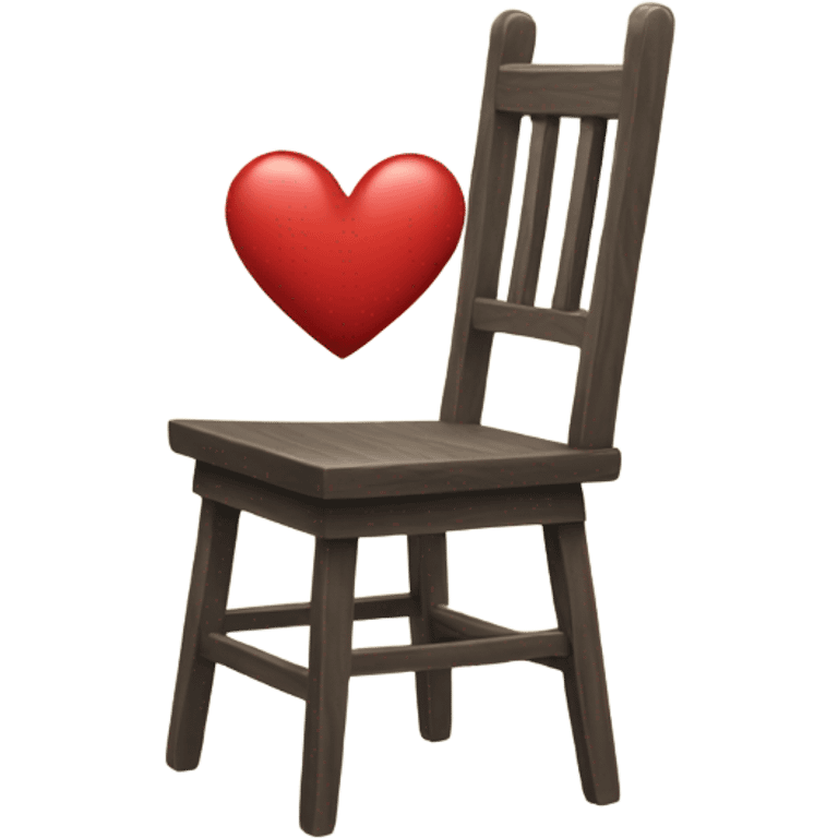 a wood chair with an heart engraved on it emoji