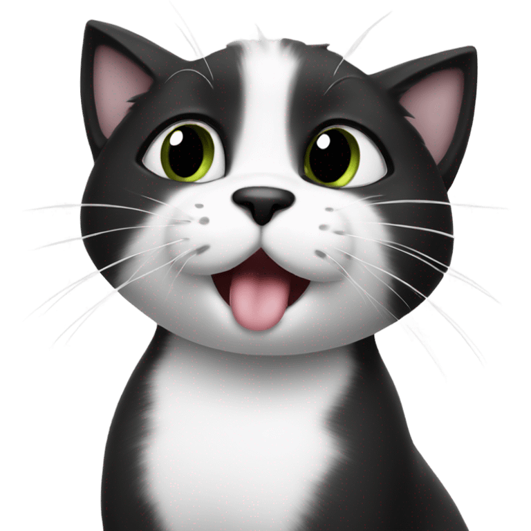 Cute cat sending kisses black and white Tuxie  emoji