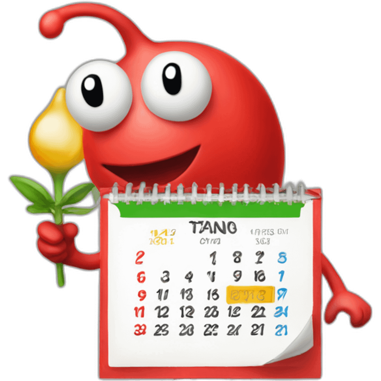 Red Pikmin with a calendar emoji