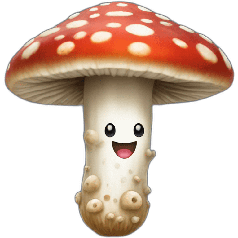 Amanita muscaria with happy face say “hallo” emoji