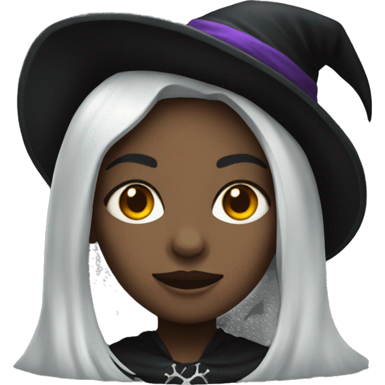 Black Witch girl with skull hat emoji