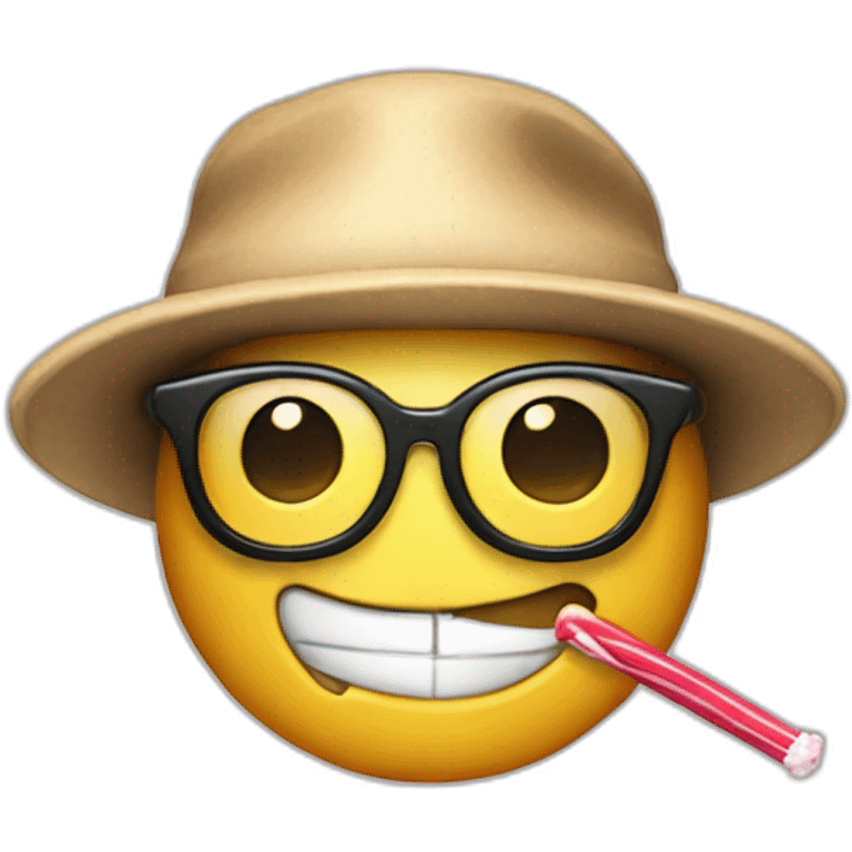 nerd emoji with propeller-hat holding a lollipop emoji