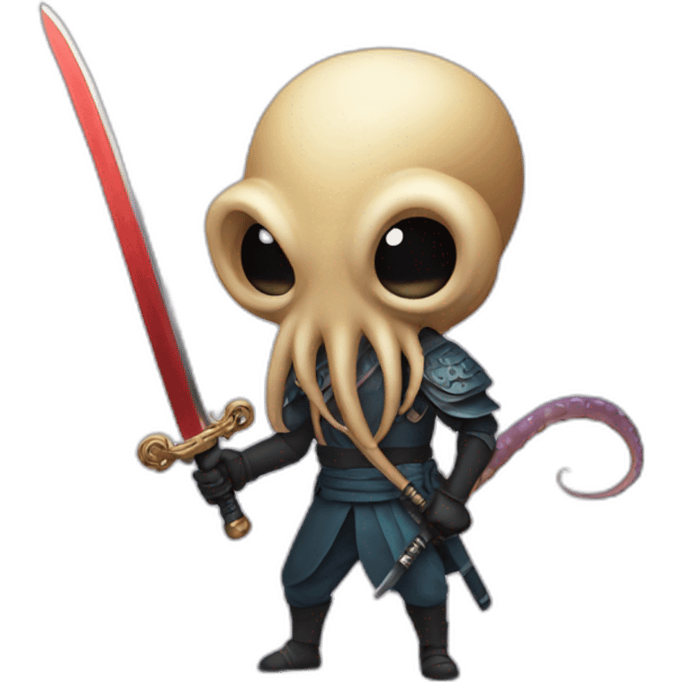 octopus holding a katana emoji