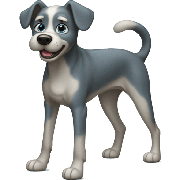 Blue dog with wagging tail emoji