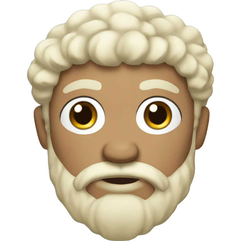 Zeus naked with olive skin, black eyes, white curly hair and white curly beard, black and thick eyebrows emoji