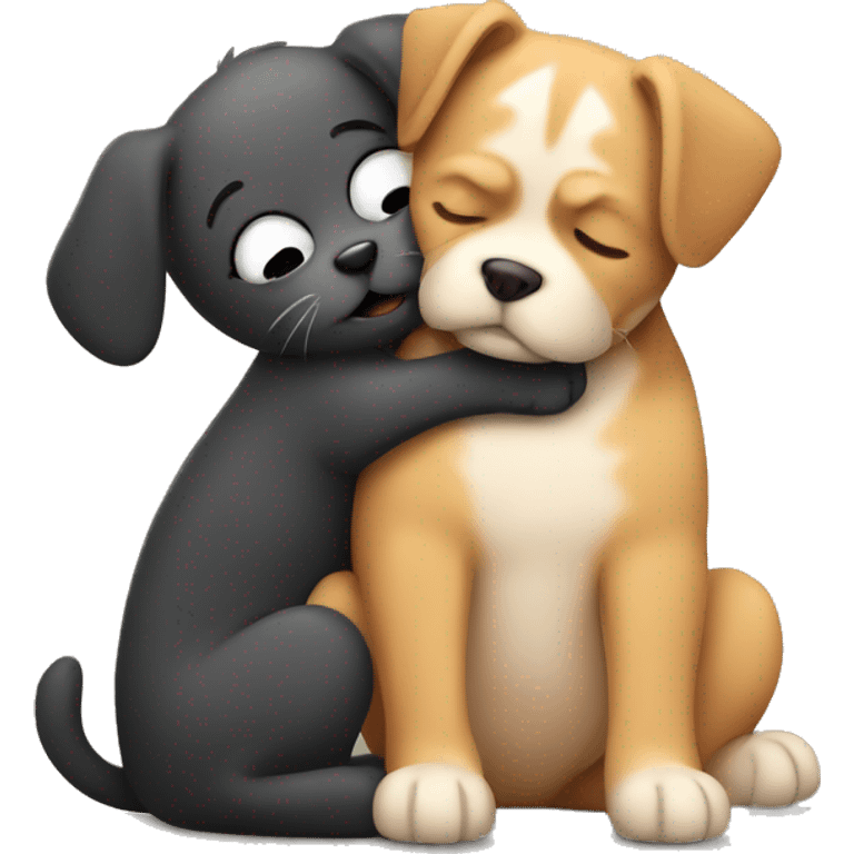 Dog hugging cat  emoji