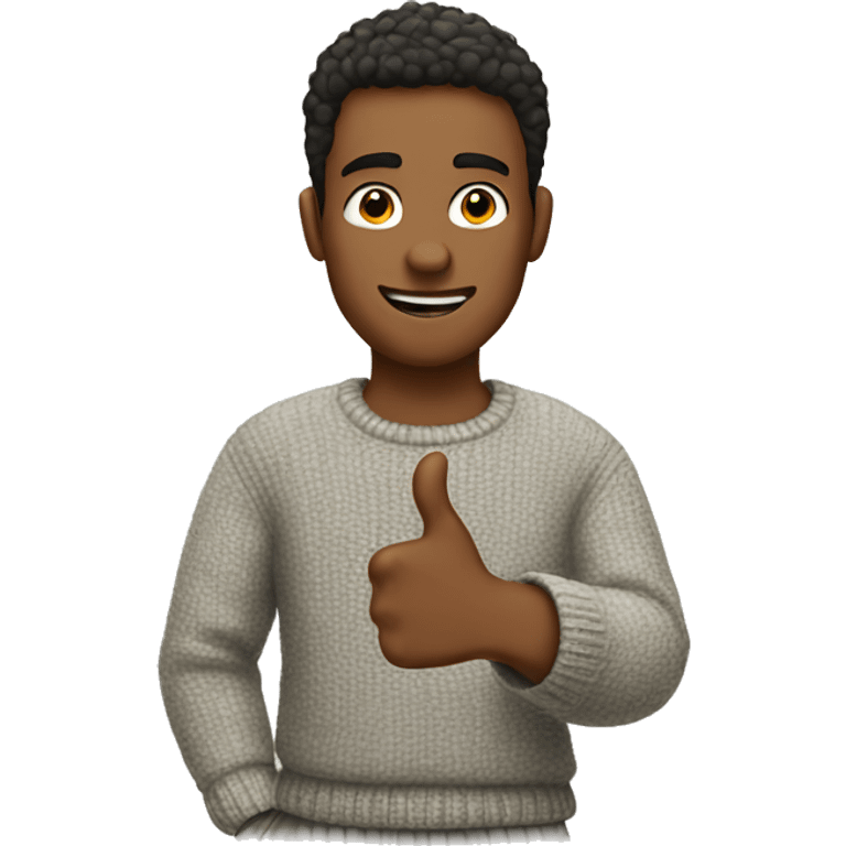 guy with sweater thumbs up emoji