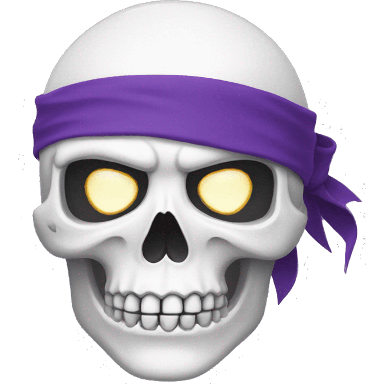 white skull head with purple ninja headband emoji