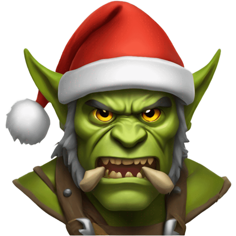 Fierce Orc ranger wearing santa hat emoji