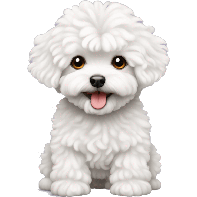 White curly maltipoo with big curly Afro emoji