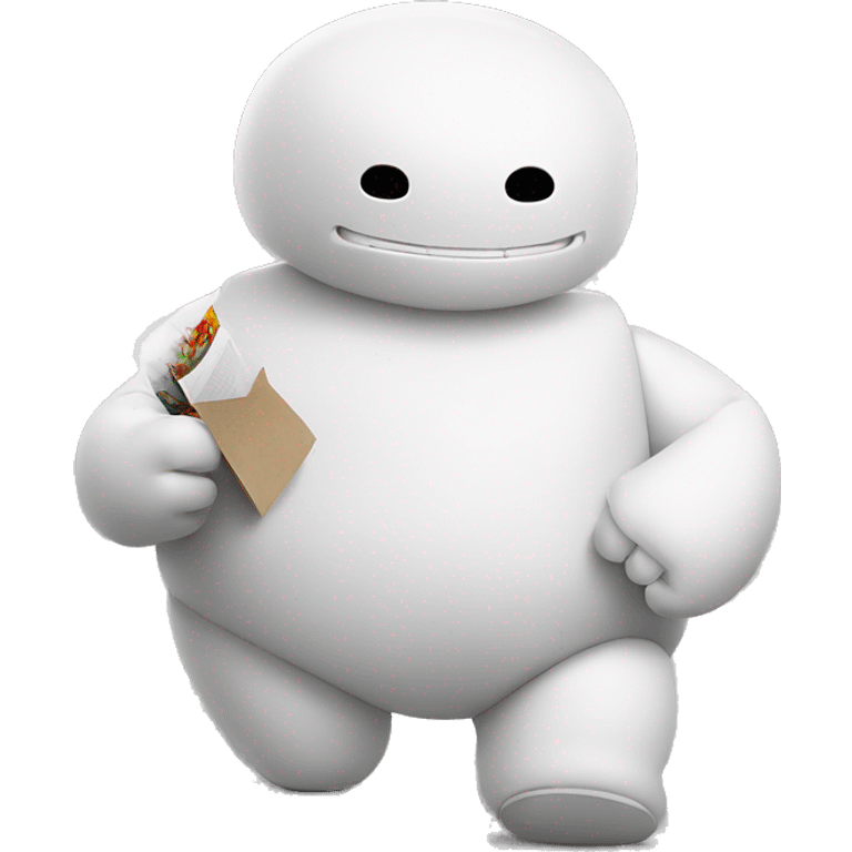 baymax with paper with smoke coming out his mouth emoji