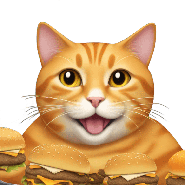 Fat orange cat eating cheeseburgers  emoji