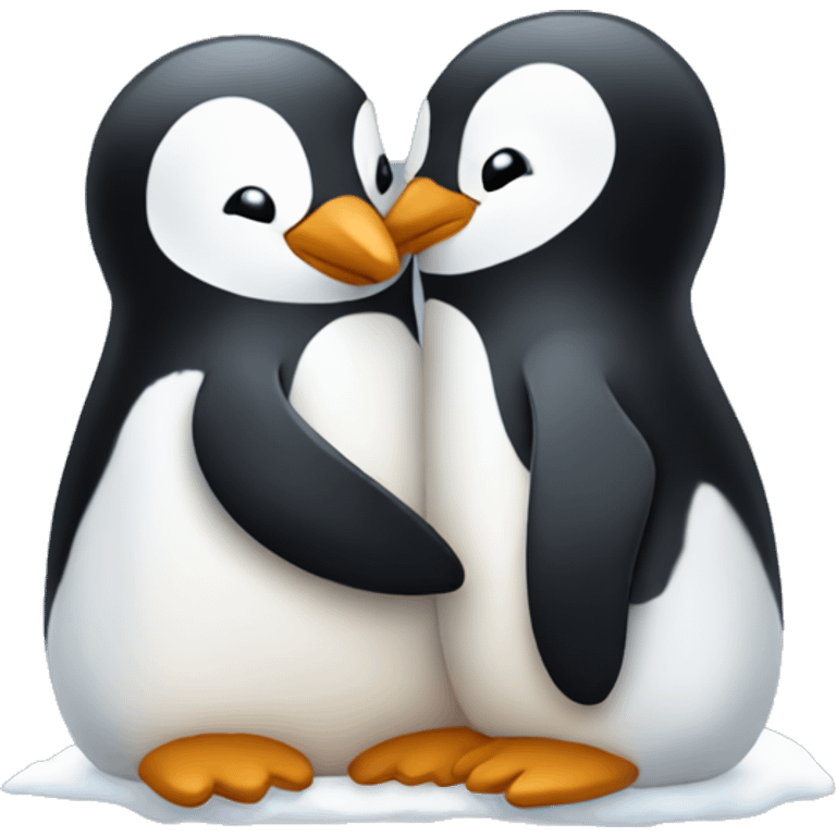 Cuddling penguins  emoji