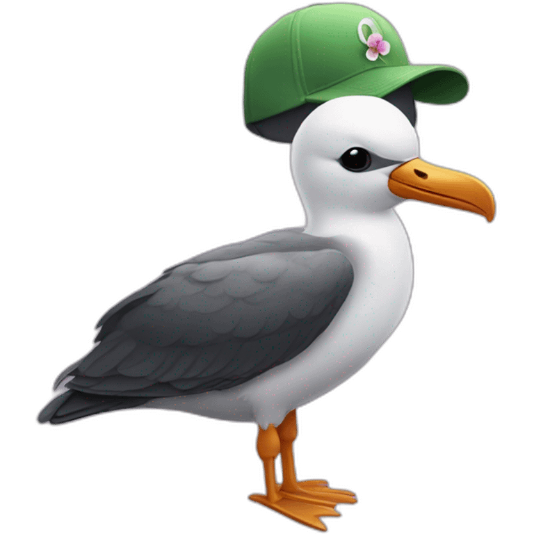 Albatross with sunglasses, a baseball cap, and a flower in one ear emoji