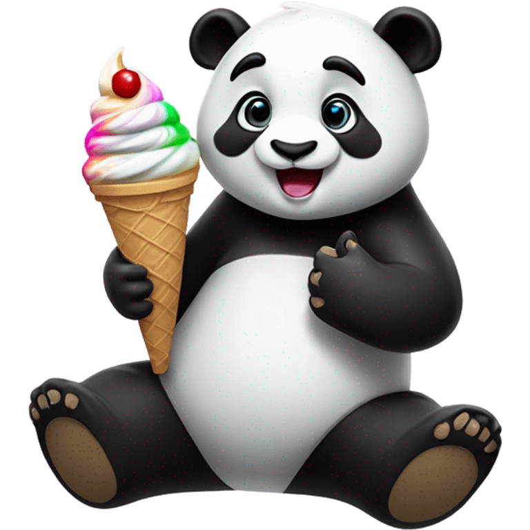 Panda eating ice cream emoji