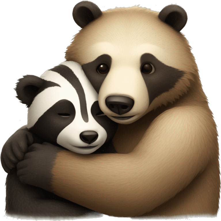 Bear and badger snuggling emoji