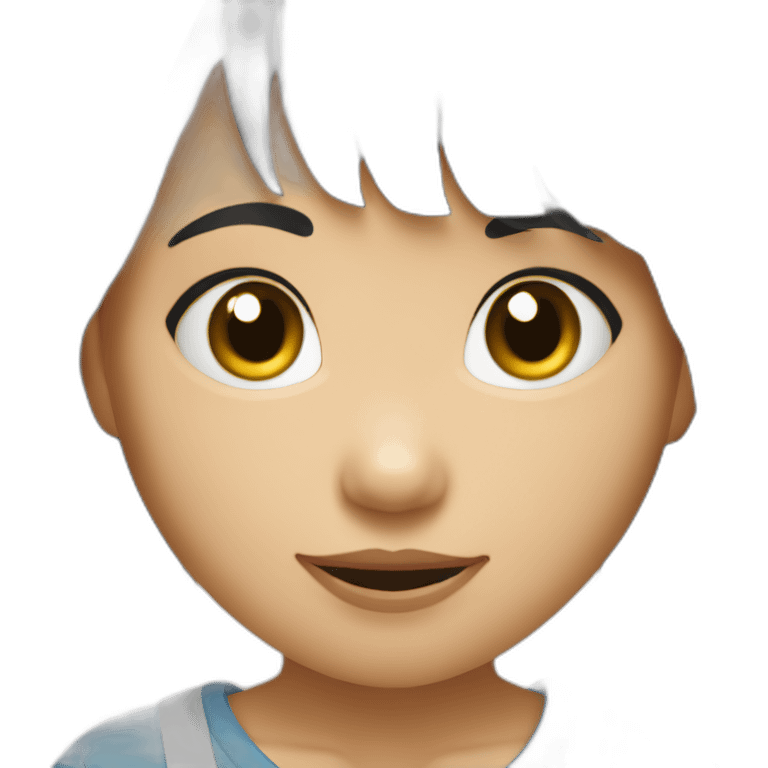 Filipino child girl with short hair fringe slim lost on front tooth emoji