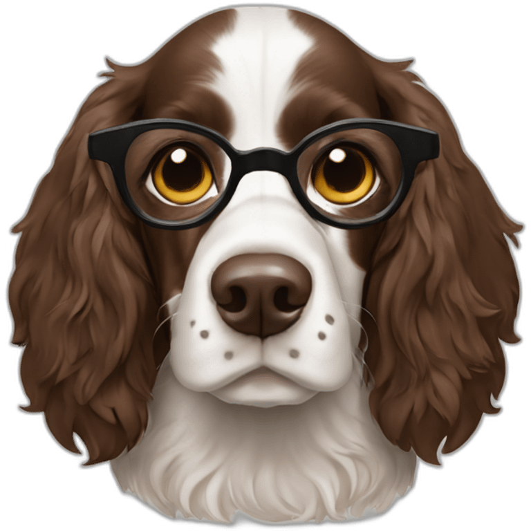 Springer spaniel with man and woman and glasses emoji