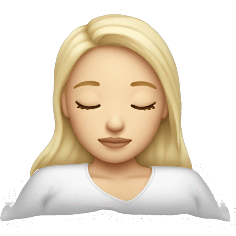 Blonde girl sleeping on white pillow emoji