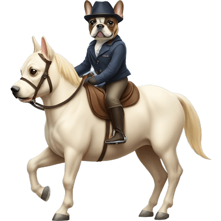 french bulldog riding a horse  emoji