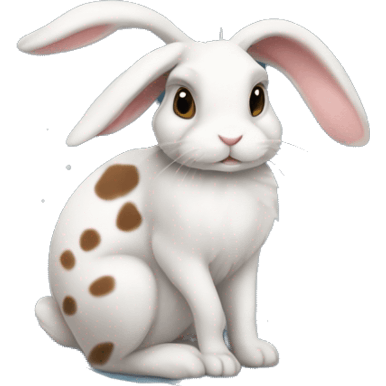 Lop eared spotty Rabbit sat on the moon emoji